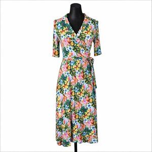 Boden Lavinia Jersey Wrap Dress Red Oak Safari Palm 16/18 XL